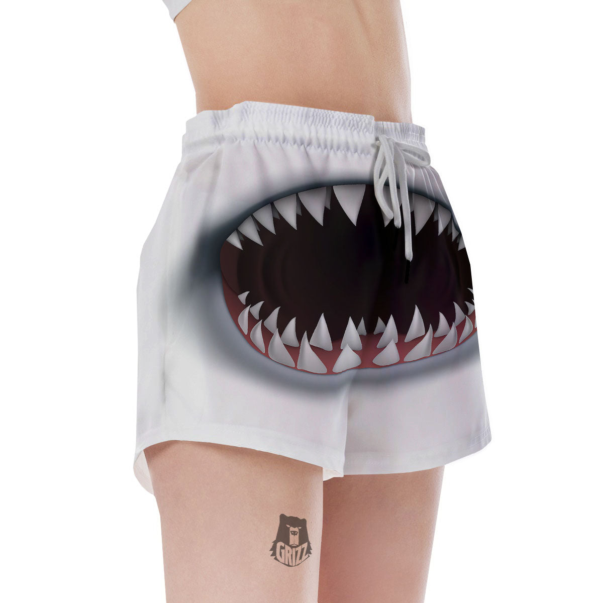 White Shark Open Mouth Print Women's Shorts-grizzshop