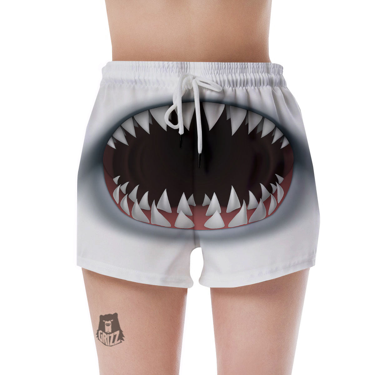 White Shark Open Mouth Print Women's Shorts-grizzshop