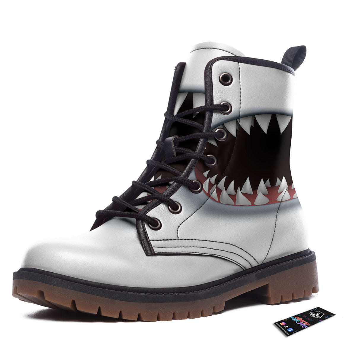 White Shark Open Mouth Print Work Boots-grizzshop