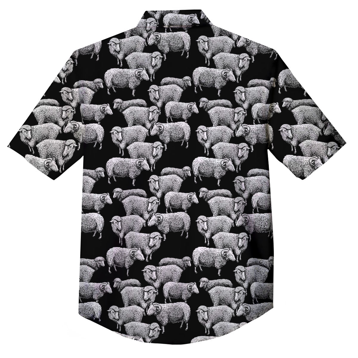 White Sheep And Black Print Pattern Button Up Shirt-grizzshop