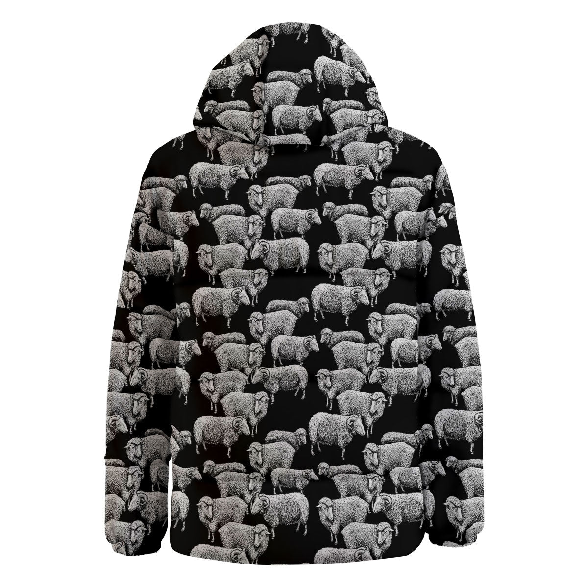 White Sheep And Black Print Pattern Down Jacket-grizzshop