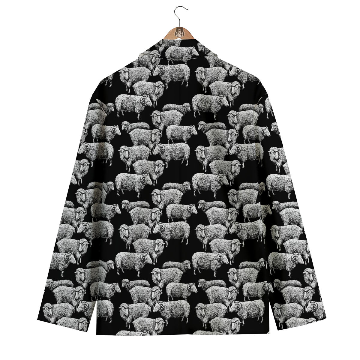 White Sheep And Black Print Pattern Men's Blazer-grizzshop