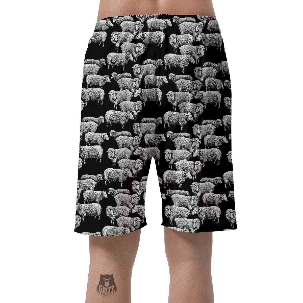 White Sheep And Black Print Pattern Men's Shorts-grizzshop
