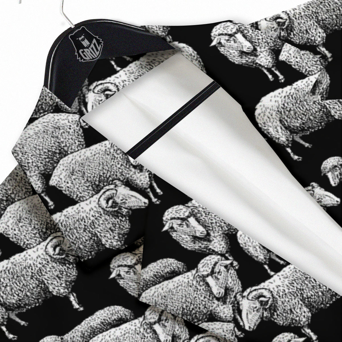 White Sheep And Black Print Pattern Men's Sport Coat-grizzshop