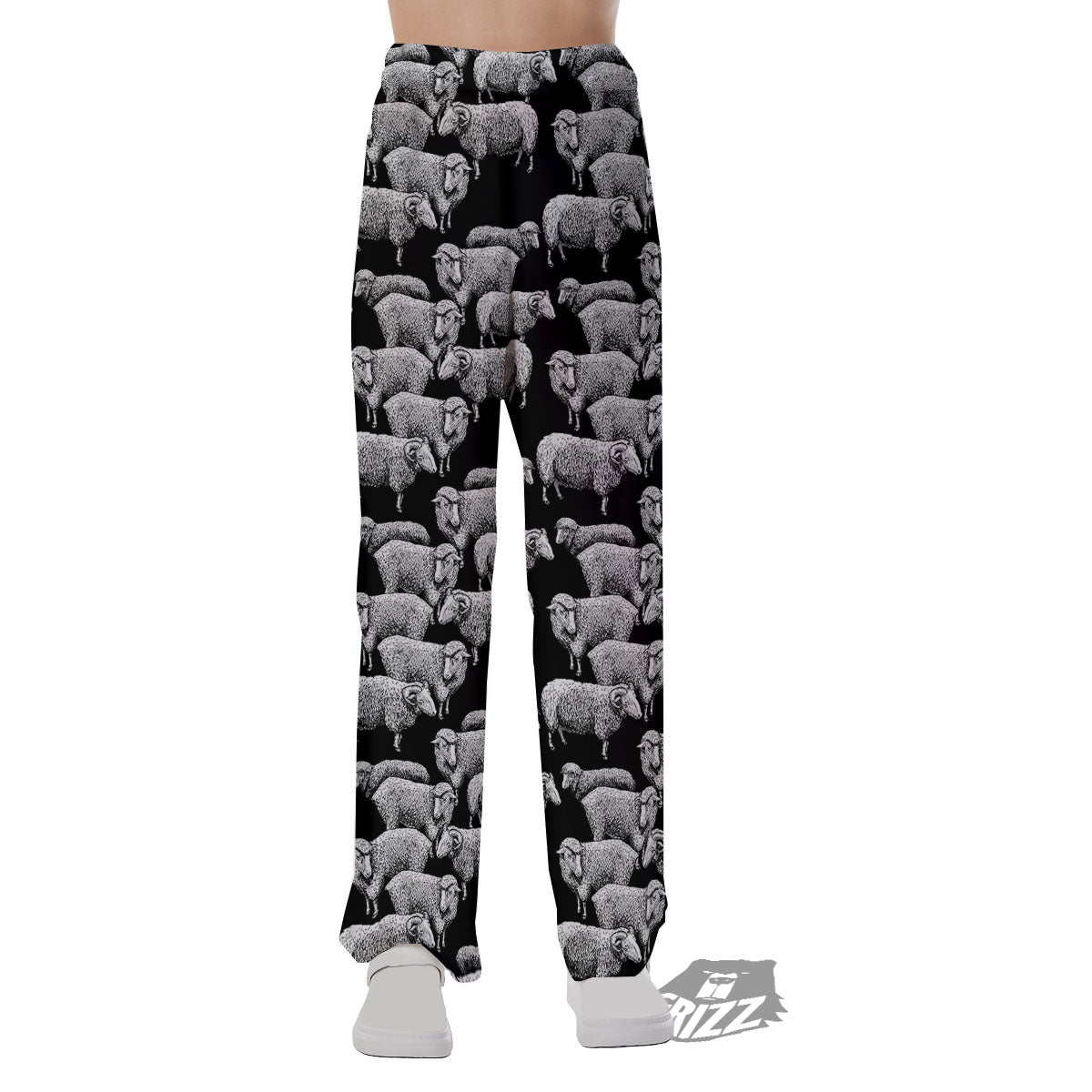White Sheep And Black Print Pattern Pajama Pants-grizzshop