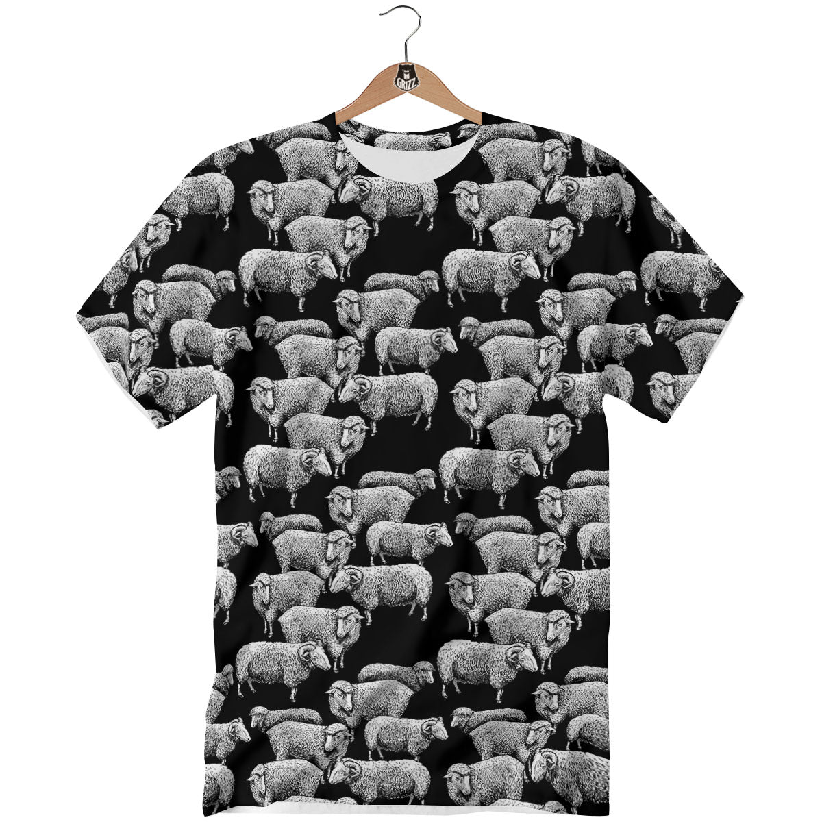 White Sheep And Black Print Pattern T-Shirt-grizzshop