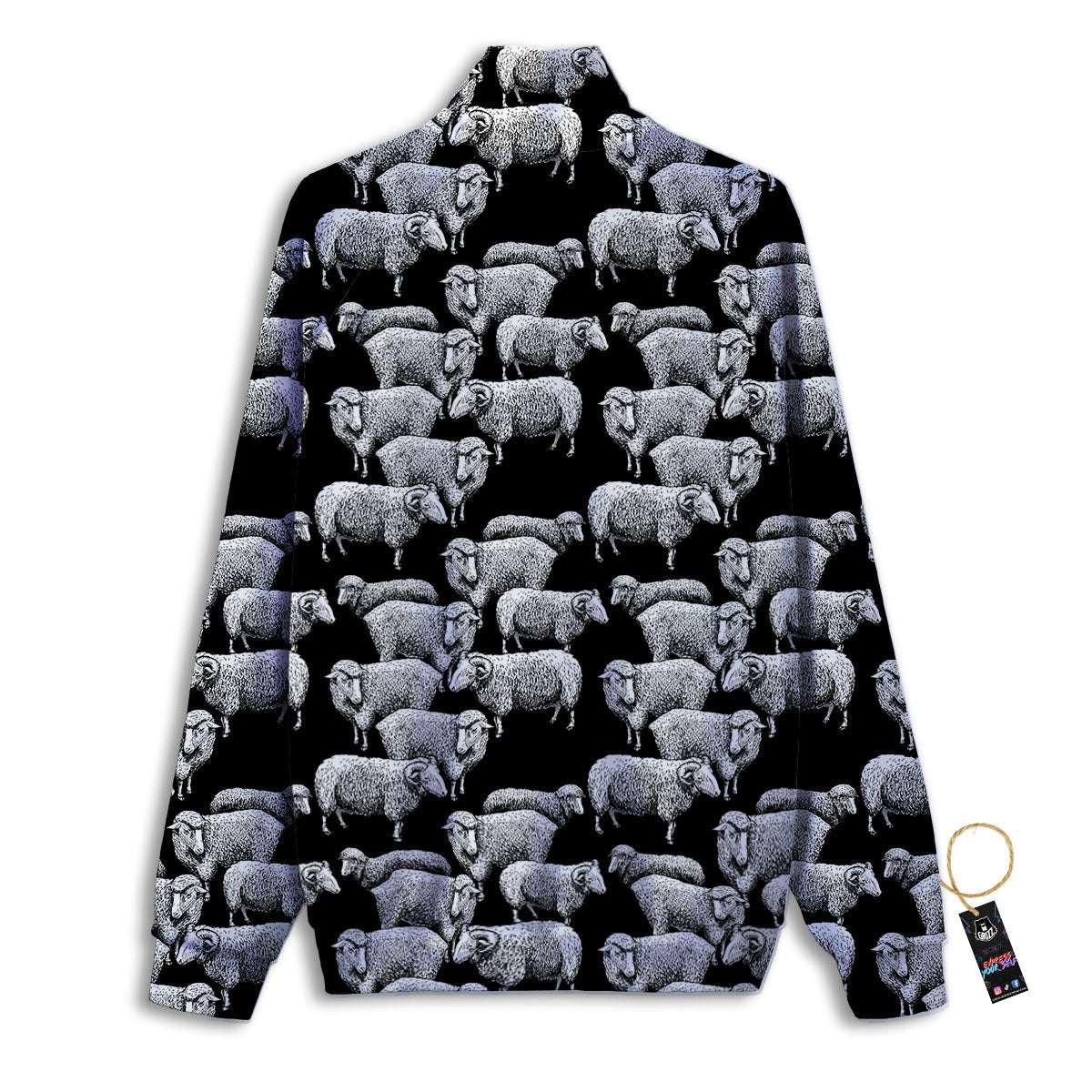 White Sheep And Black Print Pattern Track Jacket-grizzshop