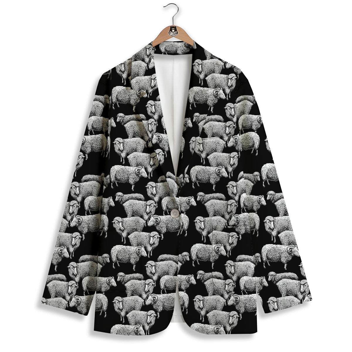 White Sheep And Black Print Pattern Women's Blazer-grizzshop