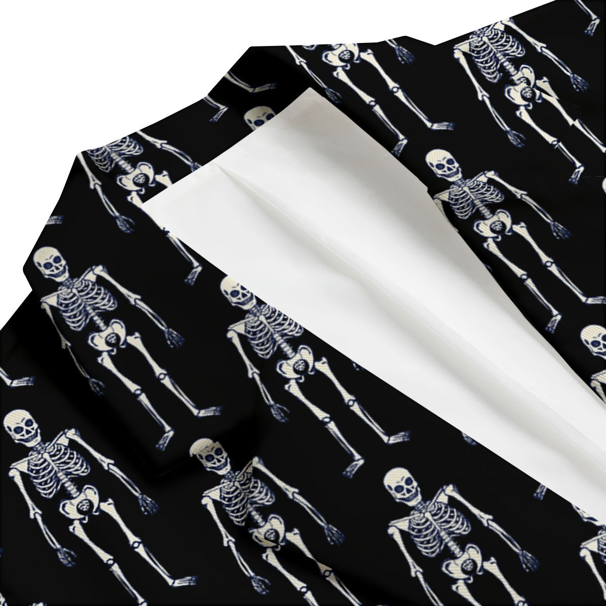 White Skeleton And Black Print Pattern Men's Blazer-grizzshop
