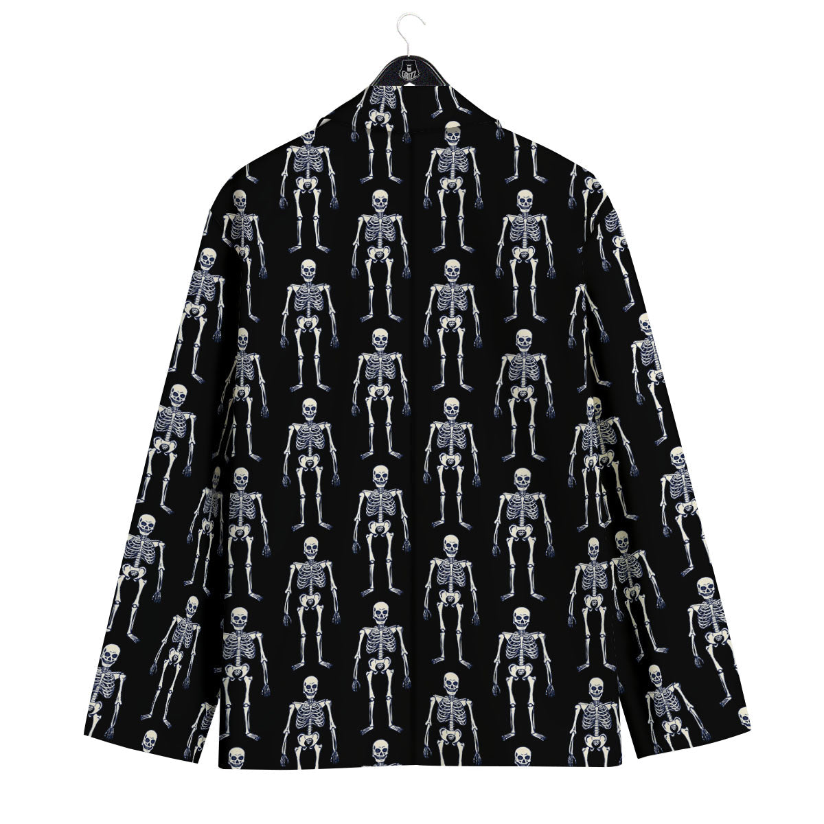 White Skeleton And Black Print Pattern Men's Sport Coat-grizzshop