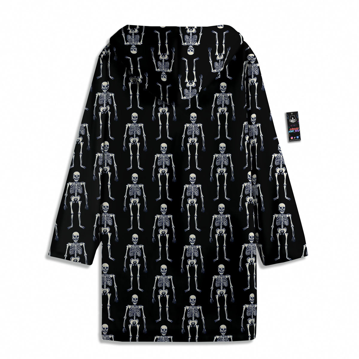 White Skeleton And Black Print Pattern Men's Windbreaker Jacket-grizzshop