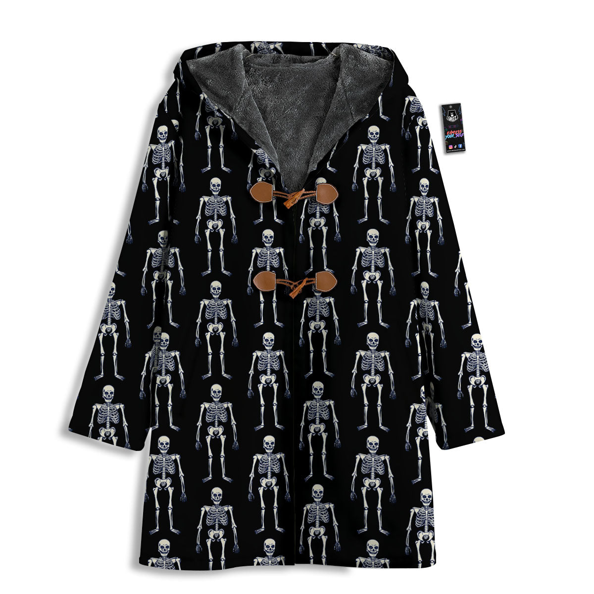 White Skeleton And Black Print Pattern Men's Windbreaker Jacket-grizzshop