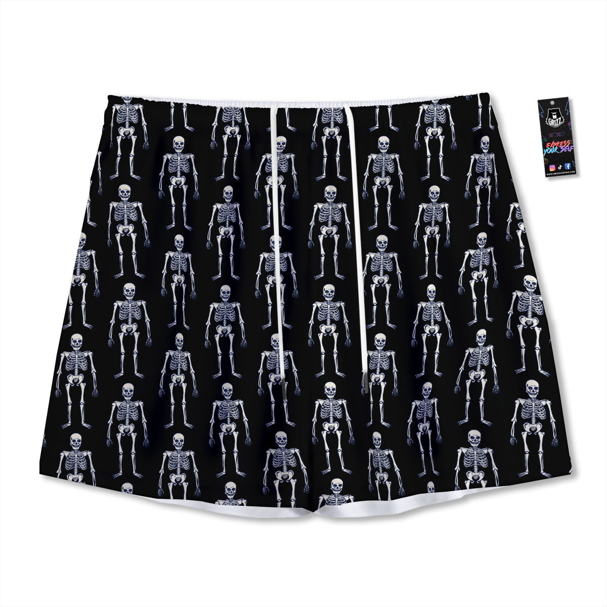White Green And Navy Argyle Print Mesh Shorts