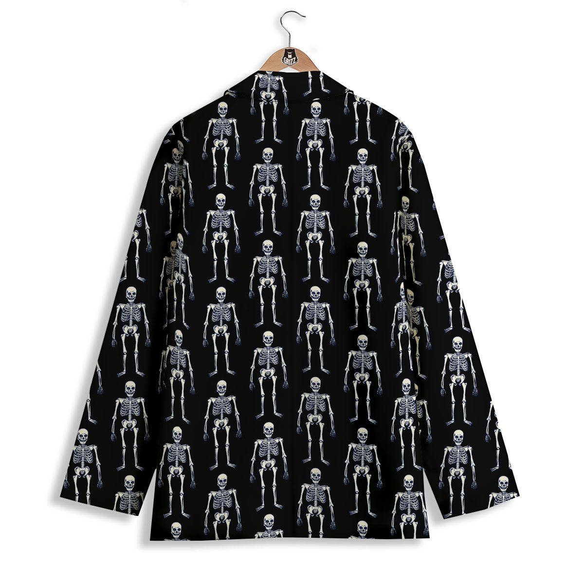 White Skeleton And Black Print Pattern Women's Blazer-grizzshop