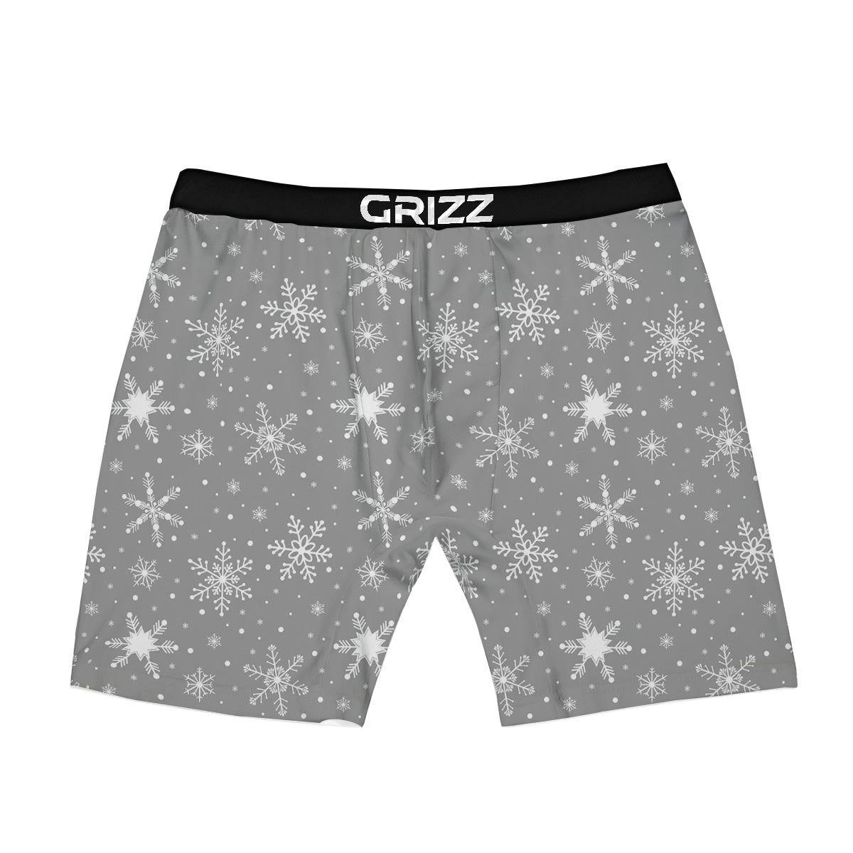 White Snowflake And Silver Print Pattern Boxer Briefs-grizzshop