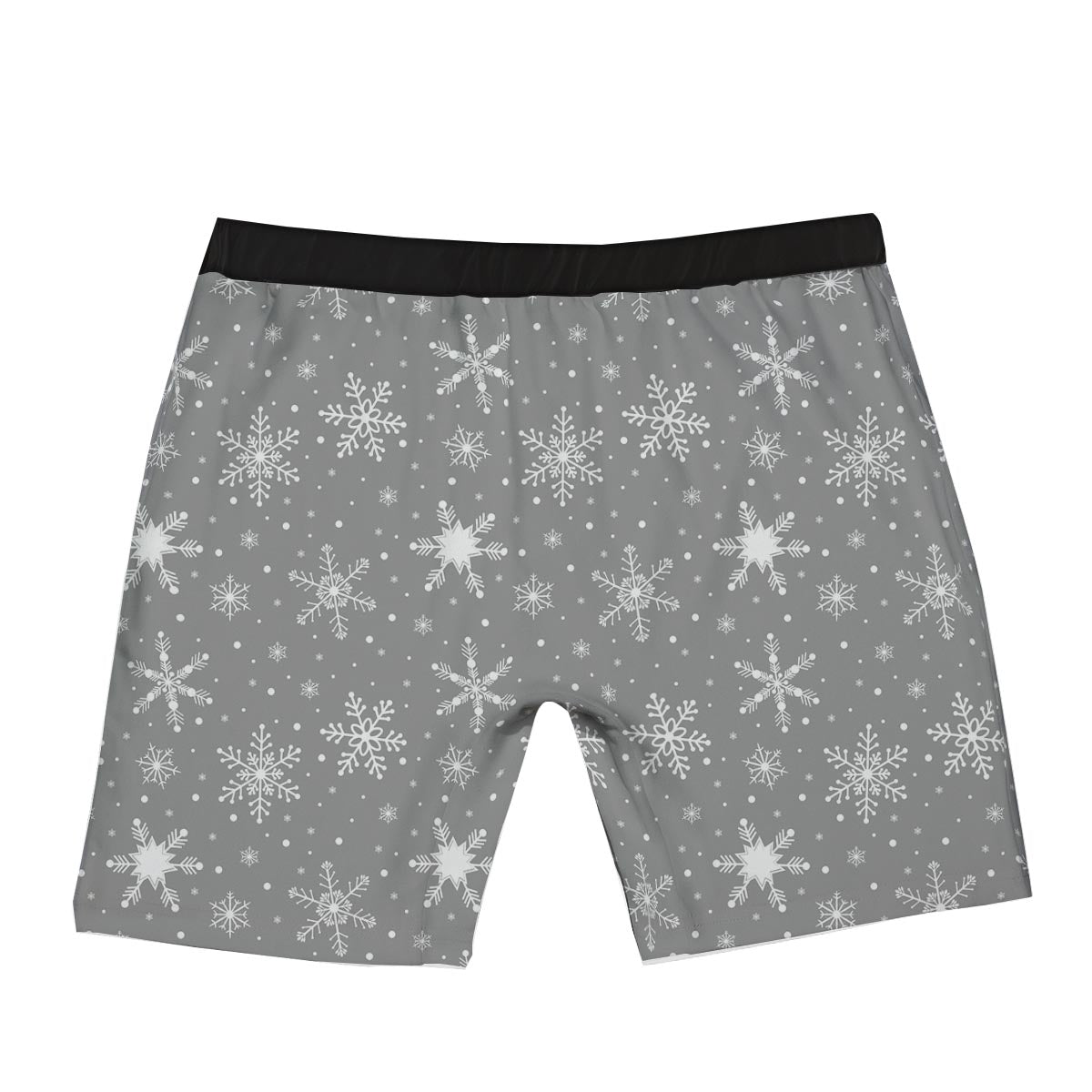 White Snowflake And Silver Print Pattern Boxer Briefs-grizzshop
