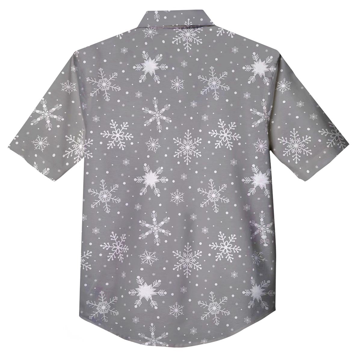 White Snowflake And Silver Print Pattern Button Up Shirt-grizzshop