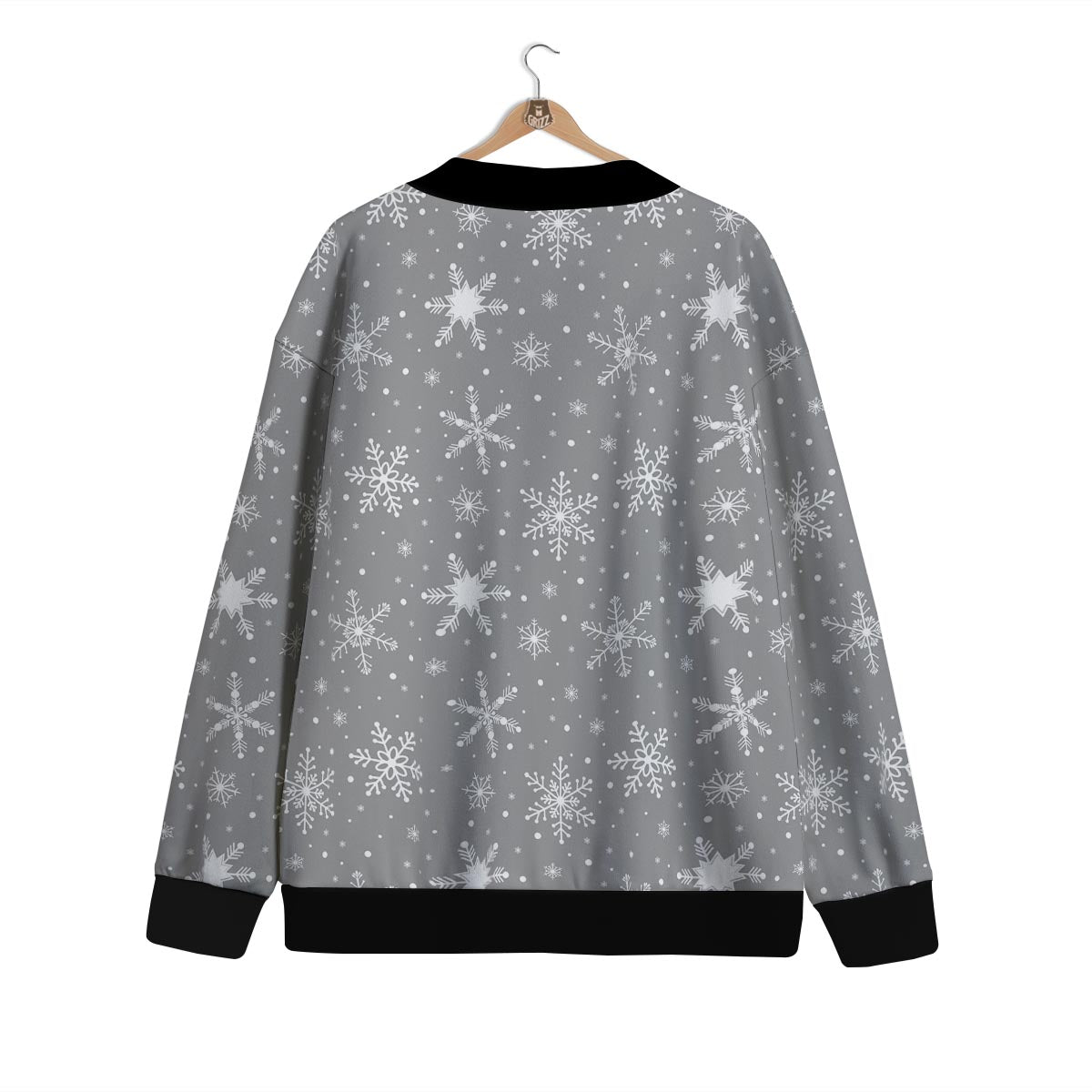 White Snowflake And Silver Print Pattern Cardigan-grizzshop