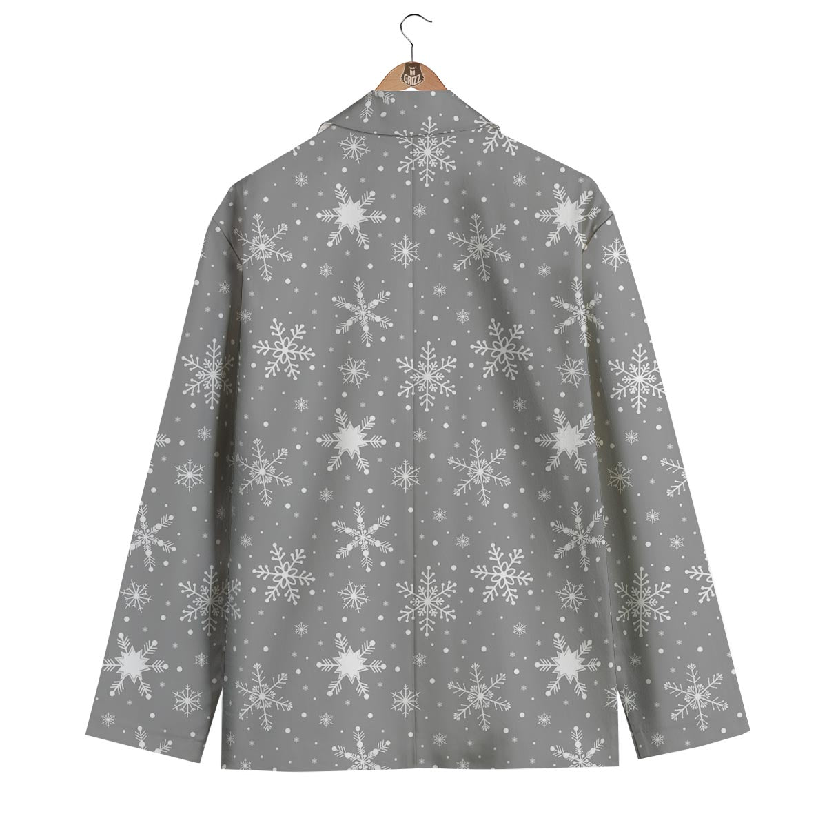 White Snowflake And Silver Print Pattern Men's Blazer-grizzshop