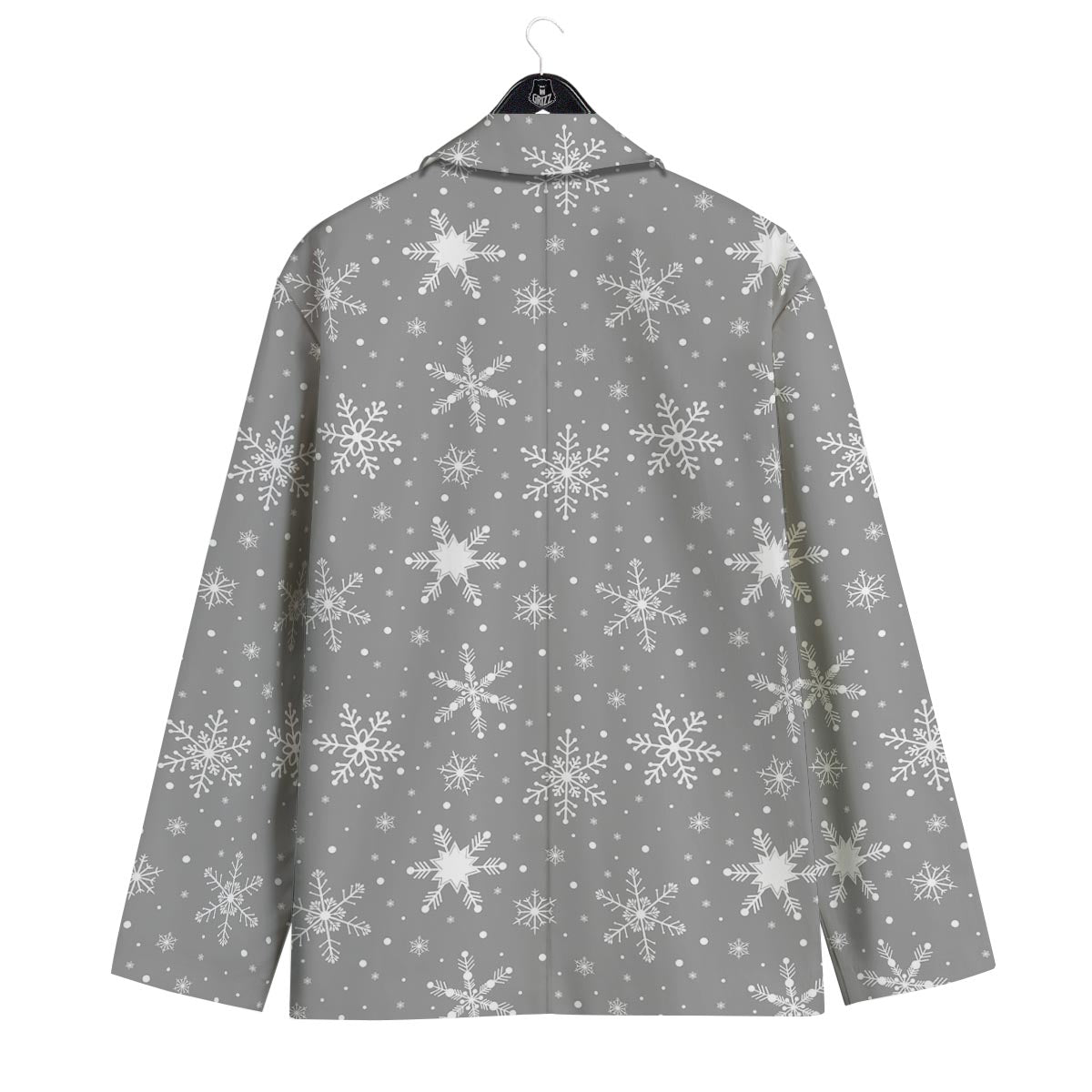 White Snowflake And Silver Print Pattern Men's Sport Coat-grizzshop
