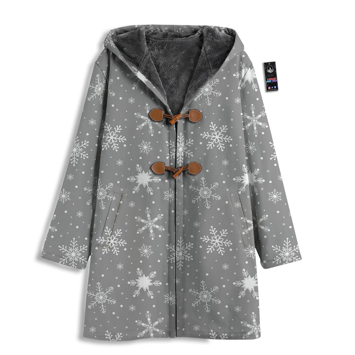 White Snowflake And Silver Print Pattern Men's Windbreaker Jacket-grizzshop