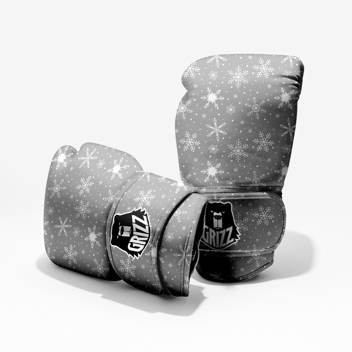 White Snowflake And Silver Print Pattern Pro Boxing Glove