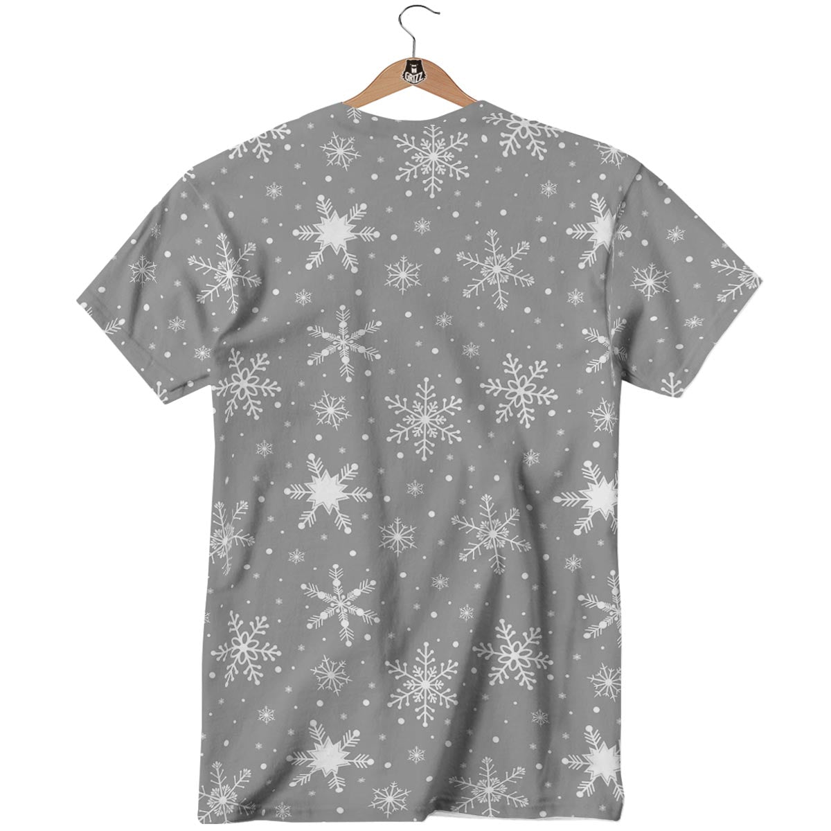 White Snowflake And Silver Print Pattern T-Shirt-grizzshop