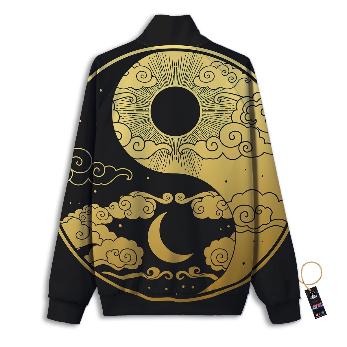 White Snowflake And Silver Print Pattern Track Jacket-grizzshop