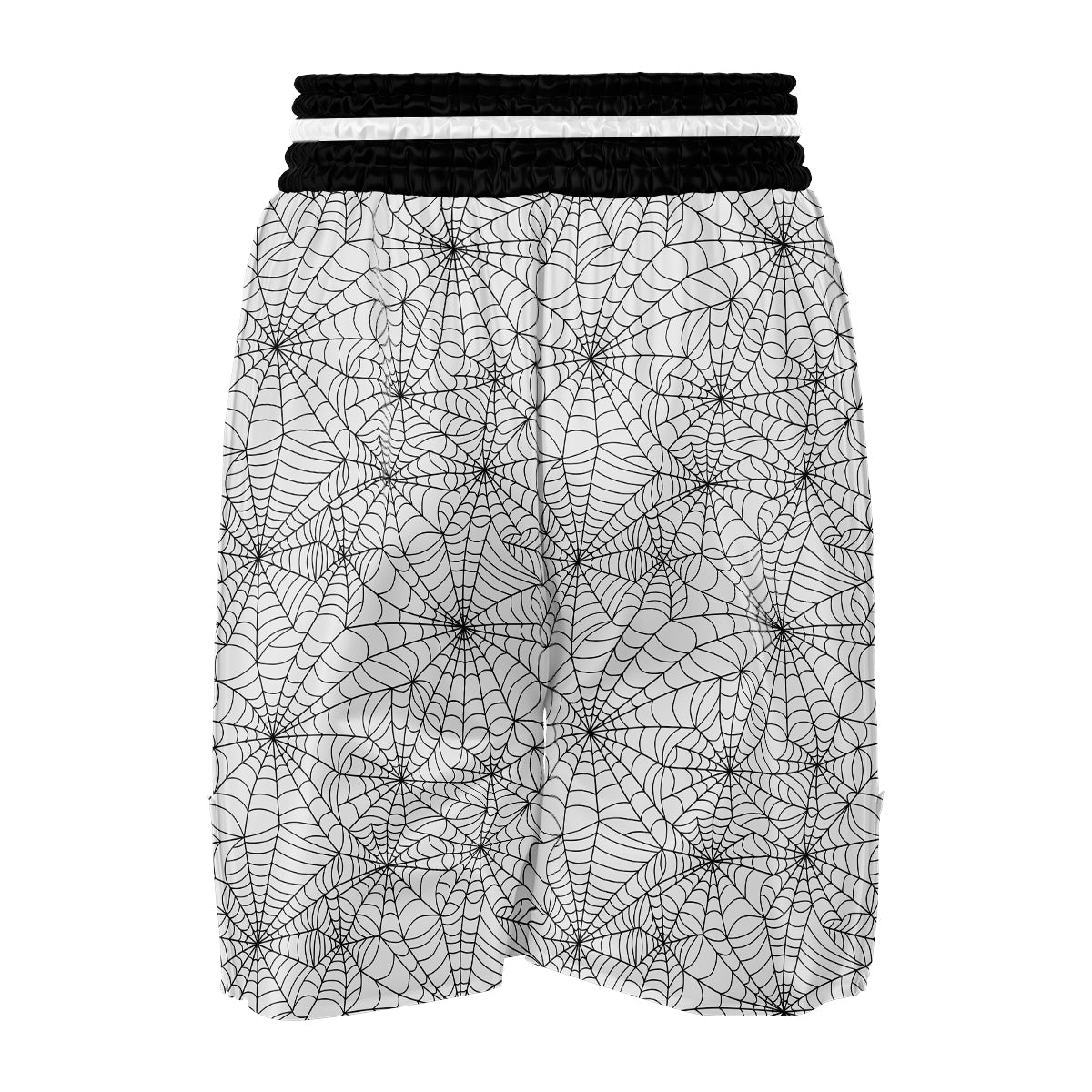 White Spider Web Pattern Print Boxing Shorts-grizzshop