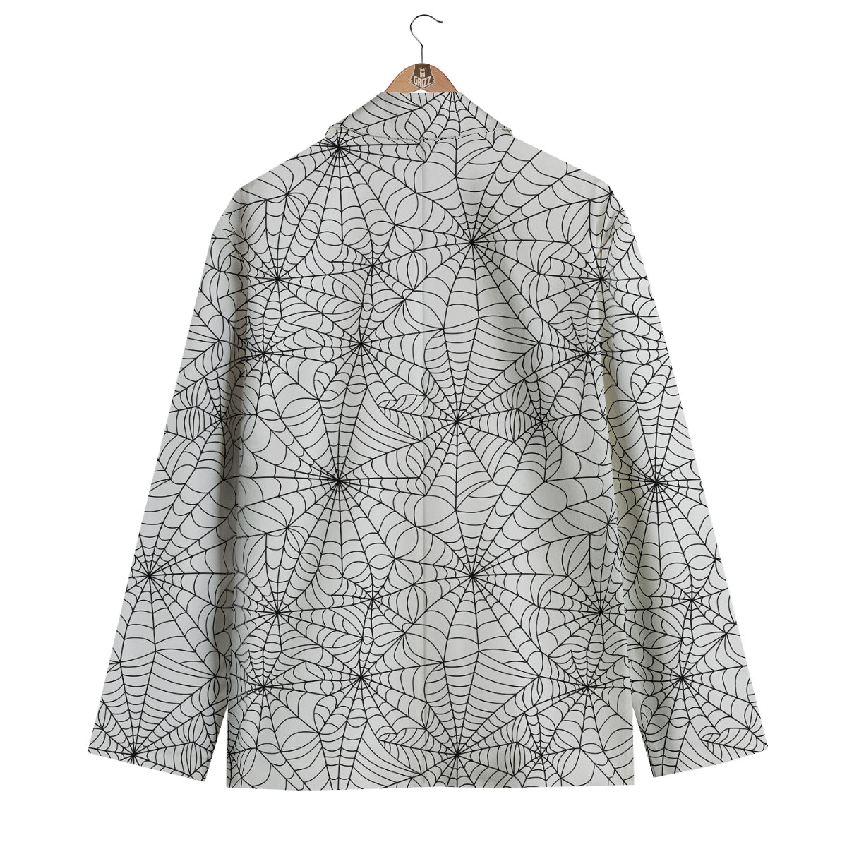 White Spider Web Pattern Print Men's Blazer-grizzshop