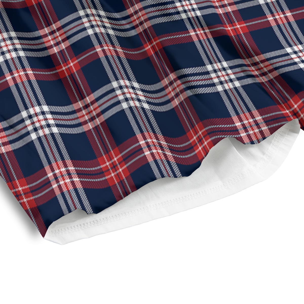 White Tartan And Blue Red Print Pattern Men's Athletic Shorts