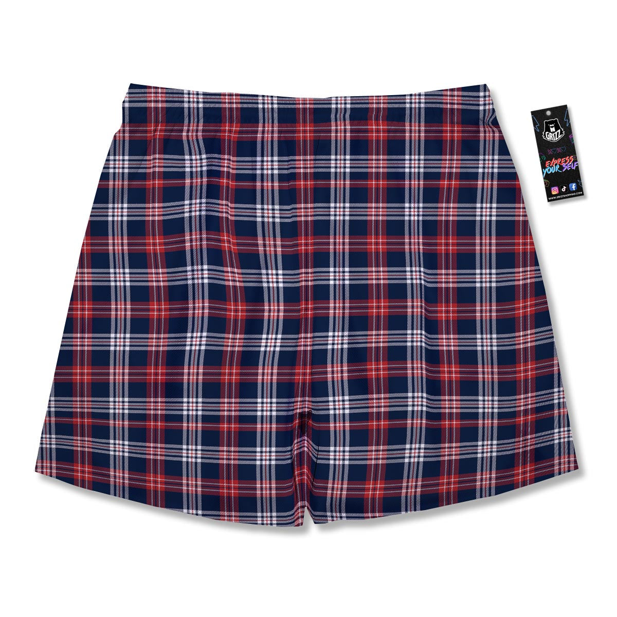 White Tartan And Blue Red Print Pattern Men's Running Shorts-grizzshop