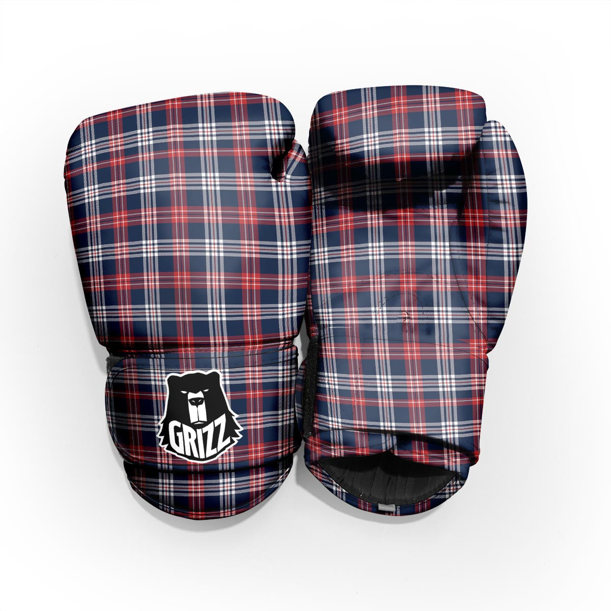 White Tartan And Blue Red Print Pattern Pro Boxing Glove