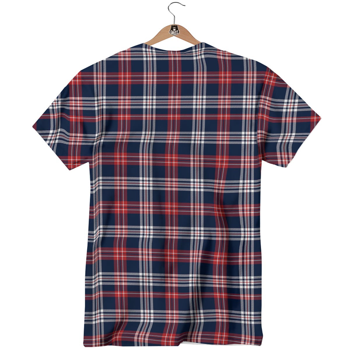 White Tartan And Blue Red Print Pattern T-Shirt-grizzshop