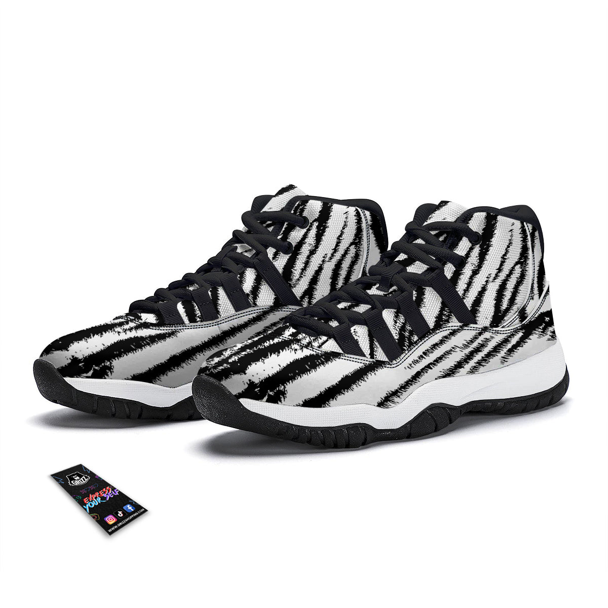 White Tiger Black Bball Shoes-grizzshop