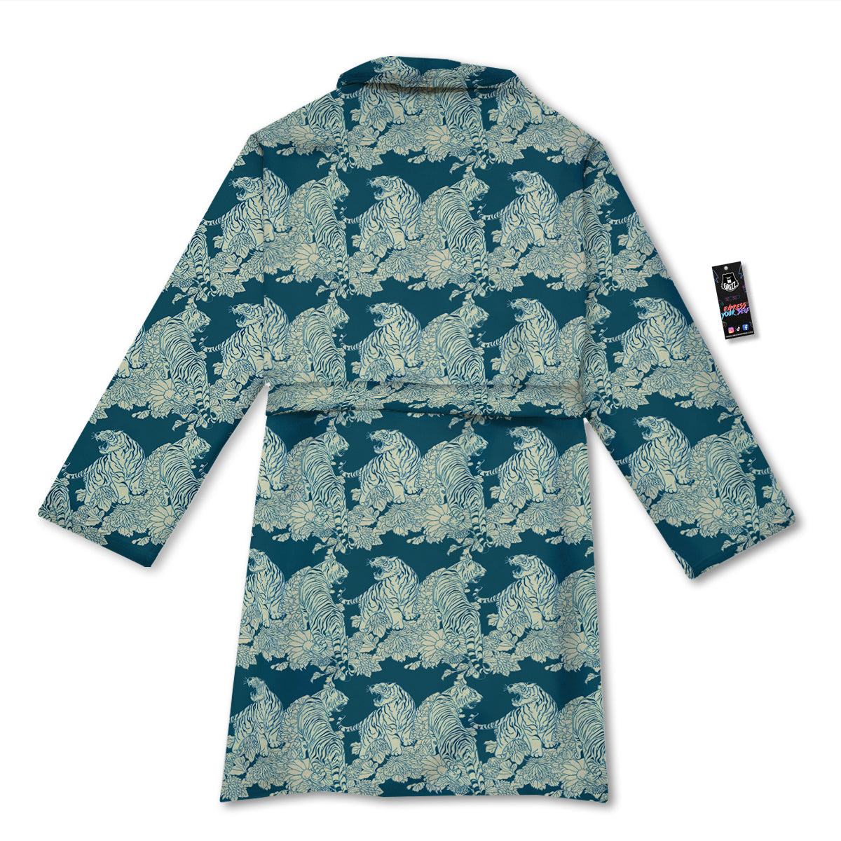 White Tiger Japanese Print Pattern Bathrobe-grizzshop