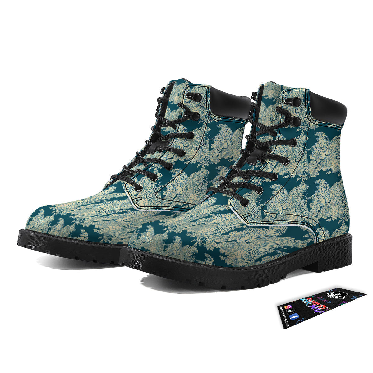 White Tiger Japanese Print Pattern Boots-grizzshop
