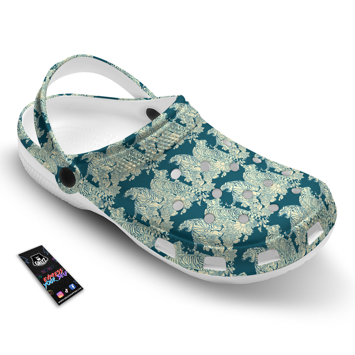 White Tiger Japanese Print Pattern Clog-grizzshop