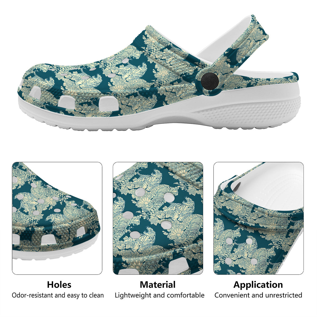 White Tiger Japanese Print Pattern Clog-grizzshop