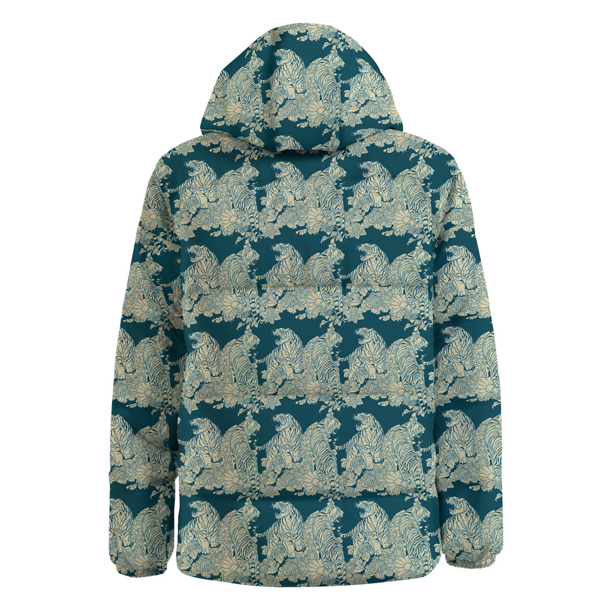 White Tiger Japanese Print Pattern Down Jacket-grizzshop