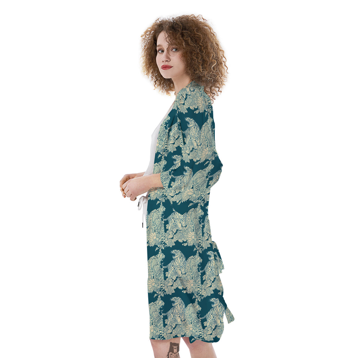 White Tiger Japanese Print Pattern Kimono-grizzshop