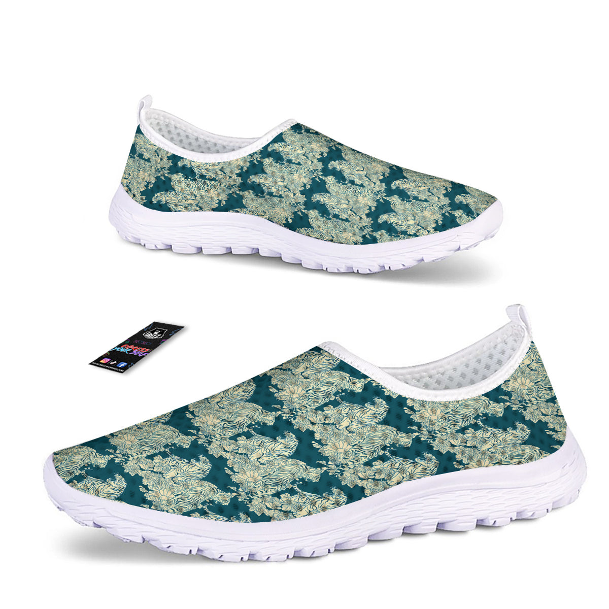 White Tiger Japanese Print Pattern Nurse Shoes-grizzshop