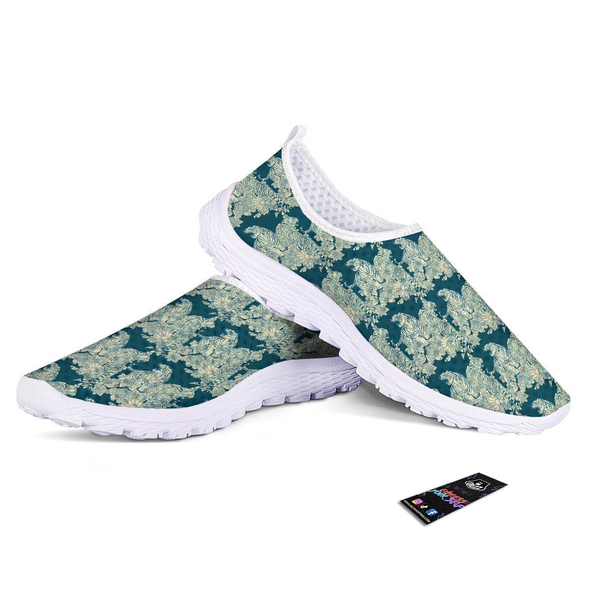 White Tiger Japanese Print Pattern Nurse Shoes-grizzshop