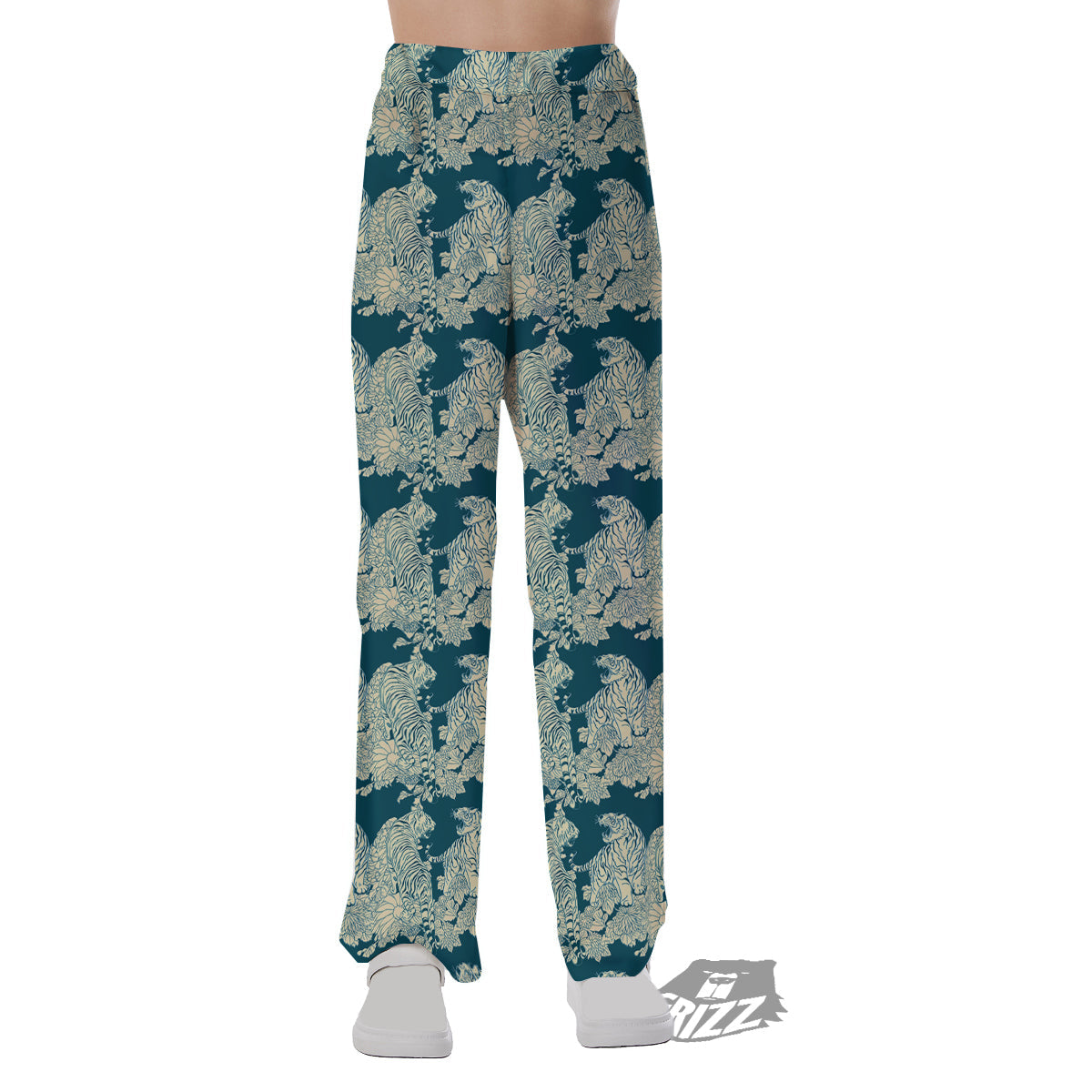 White Tiger Japanese Print Pattern Pajama Pants-grizzshop