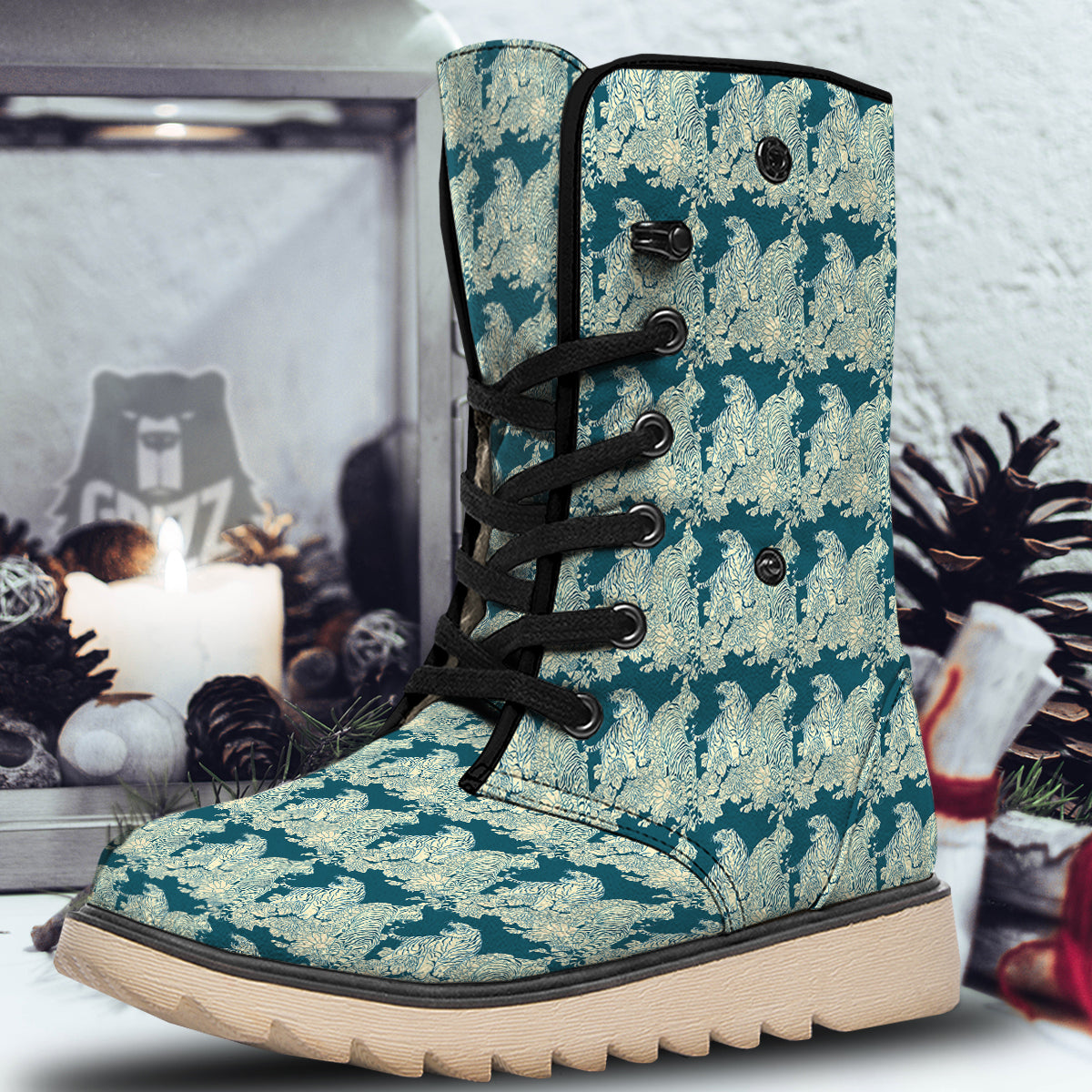 White Tiger Japanese Print Pattern Snow Boots-grizzshop
