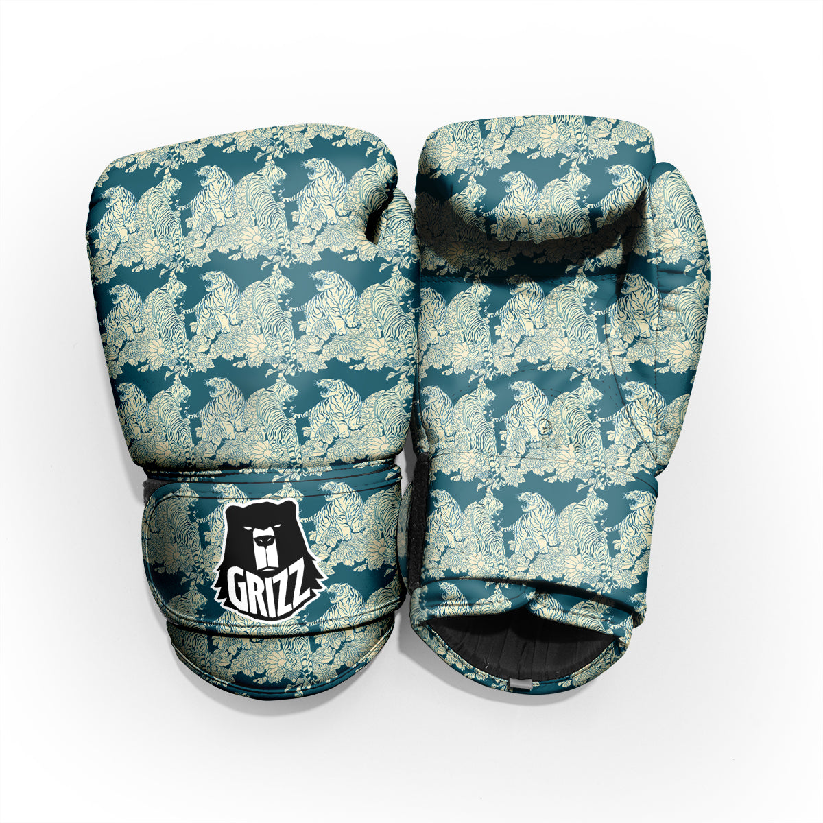 White Tiger Japanese Print Pattern Pro Boxing Glove