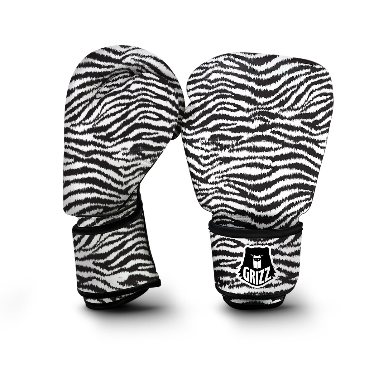 White Tiger Pattern Print Boxing Gloves-grizzshop