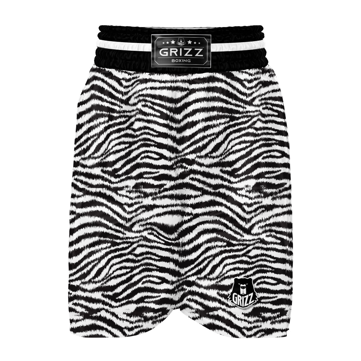 White Tiger Pattern Print Boxing Shorts-grizzshop