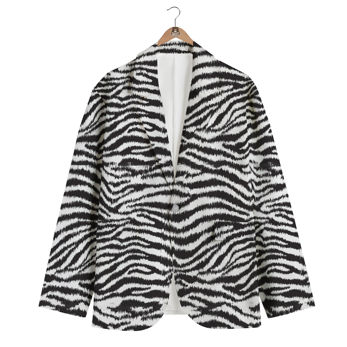 White Tiger Pattern Print Men's Blazer-grizzshop