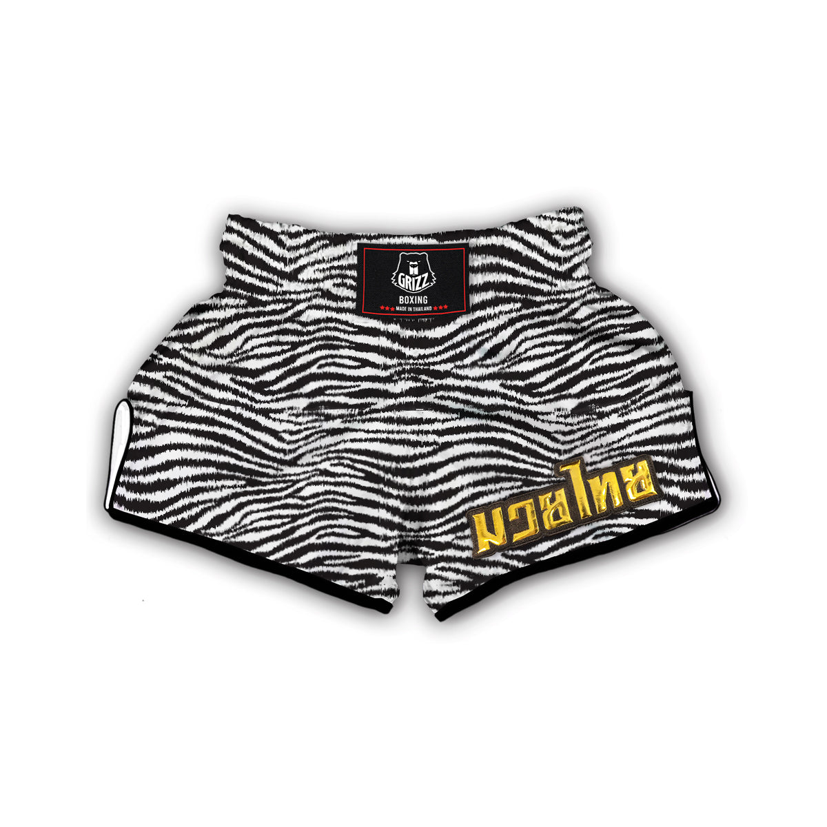 White Tiger Pattern Print Muay Thai Boxing Shorts-grizzshop